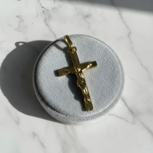 Dije Cruz Con Cristo Oro 18k Facetada 0.7 Grs