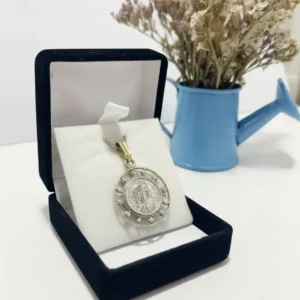 Medalla Religiosa Virgen Maria Plata 925 Y Oro 18k Calada