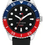 Reloj Tommy Hilfiger Oceanic con Esfera Negra y Correa de Silicona