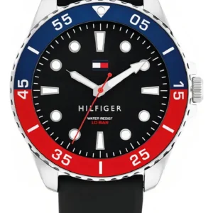 Reloj Tommy Hilfiger Oceanic con Esfera Negra y Correa de Silicona