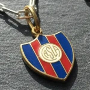 Dije Escudo Futbol Oro 18 K San Lorenzo Esmaltado Mediano 1.2 Gramos