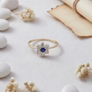 Anillo Mujer Oro 18 Kts Roseta Flor Con Cubics Unico