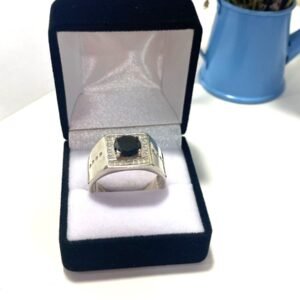 Anillo Sello Con Piedra Cuadrada De Hombre De Plata 925