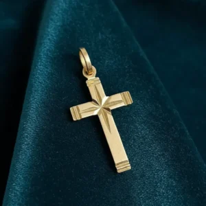 Dije Cruz Chata Facetada Oro 18k 0.5 Grs