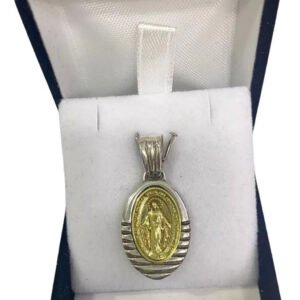 Dije Medalla Religiosa Medalla Milagrosa Plata Y Oro