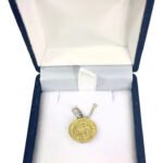 Dije Medalla San Benito Plata Y Oro Pulido 12 Mm