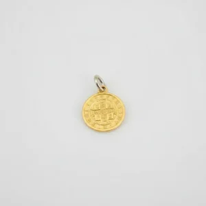 Dije Medalla San Benito Plata Y Oro Pulido 12 Mm