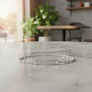 Pulsera Plata 925 Para Grabar De Identidad Para Bebé