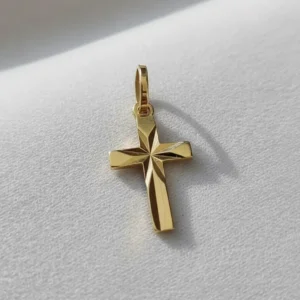Cruz Chata Facetada Oro 18k 0.5 Grs