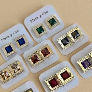 Aros Bulgari Cuadrados Plata 925 Y Oro 18 Kilates - 10 mm