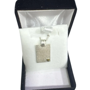 Dije Medalla Rectangular Plata Y Oro Arenada Con Grabado