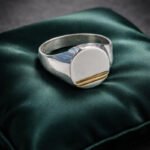 Anillo Sello Ovalado Hueco Plata 925 Y Oro C/aplique
